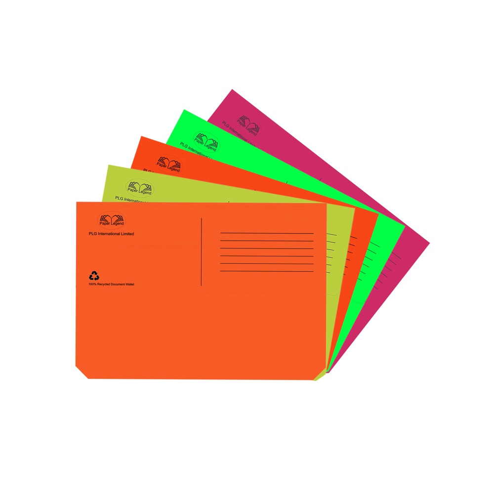 PLG A4 Fluorescent Document Wallet 250 GSM 10 Pack